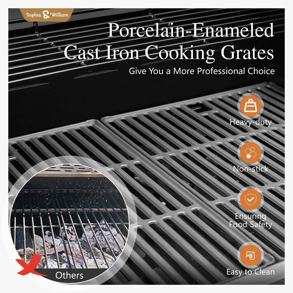 4 - Burner Gas BBQ Grill with Side Burner and Porcelain - Enameled Cast Iron Grates - From Where - 