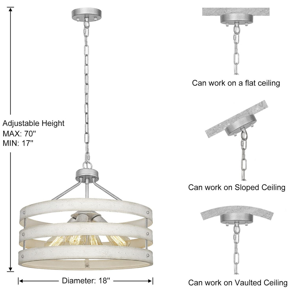 4 - Light Round Farmhouse Rustic Chandelier - From Where - 