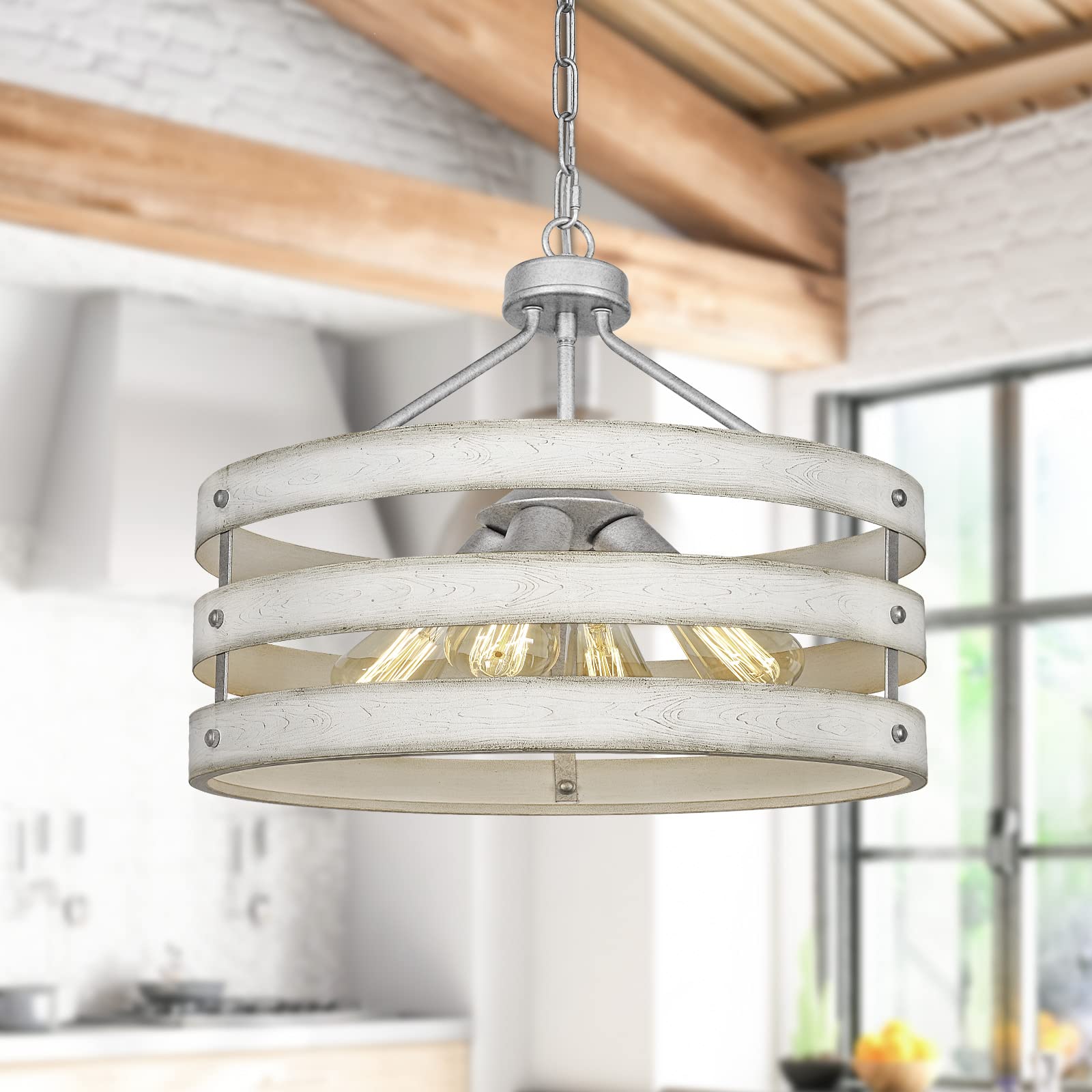 4 - Light Round Farmhouse Rustic Chandelier - From Where - 