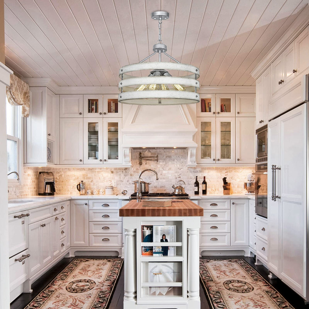 4 - Light Round Farmhouse Rustic Chandelier - From Where - 