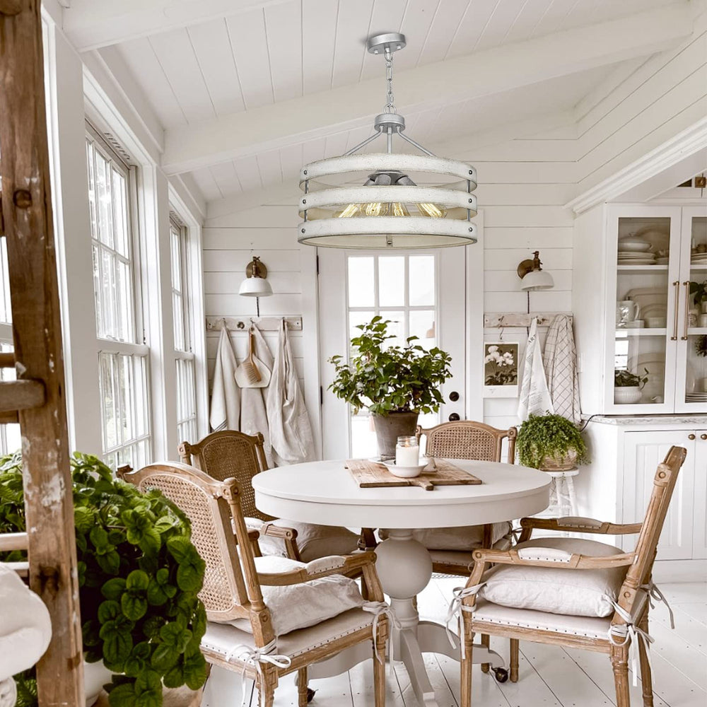 4 - Light Round Farmhouse Rustic Chandelier - From Where - 