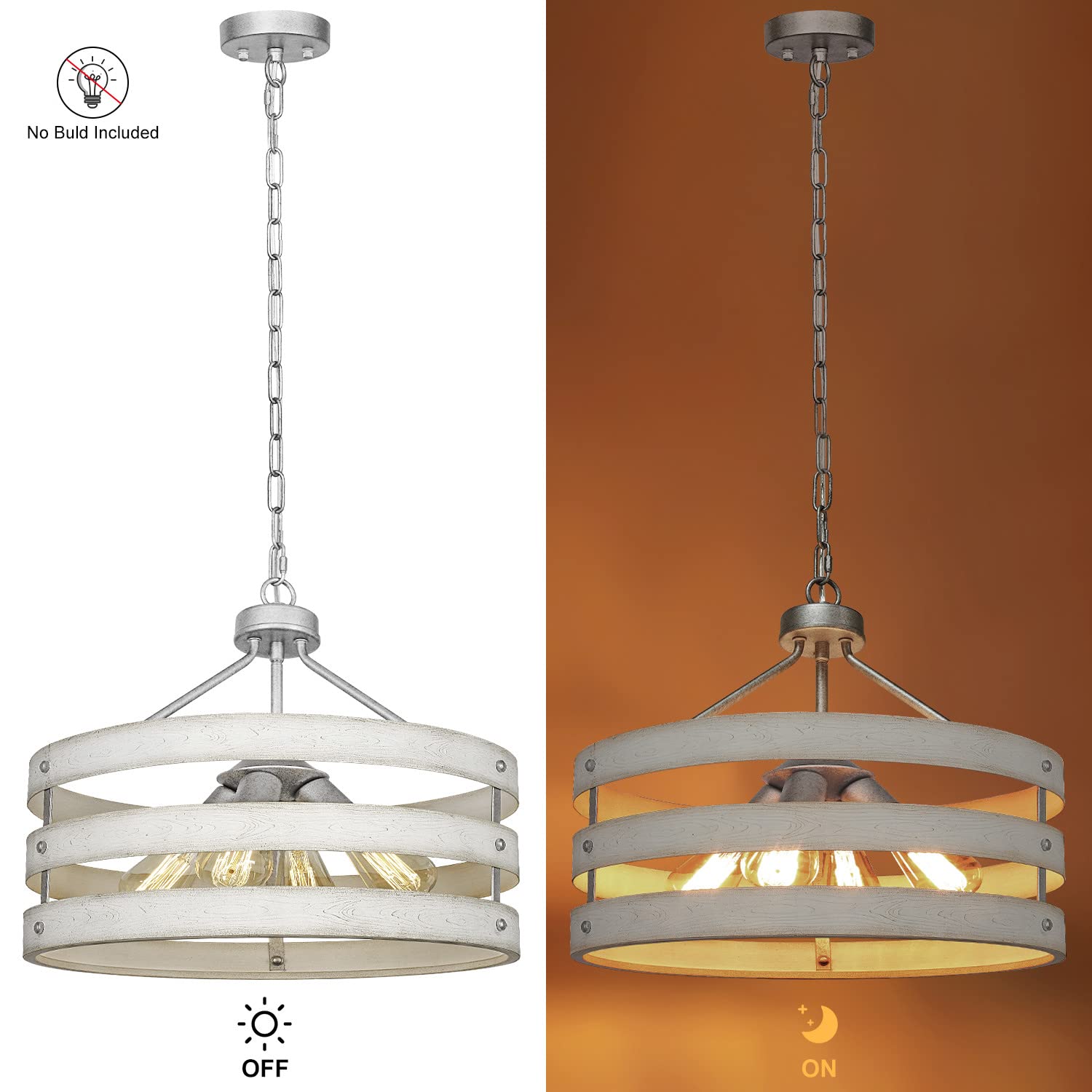4 - Light Round Farmhouse Rustic Chandelier - From Where - 