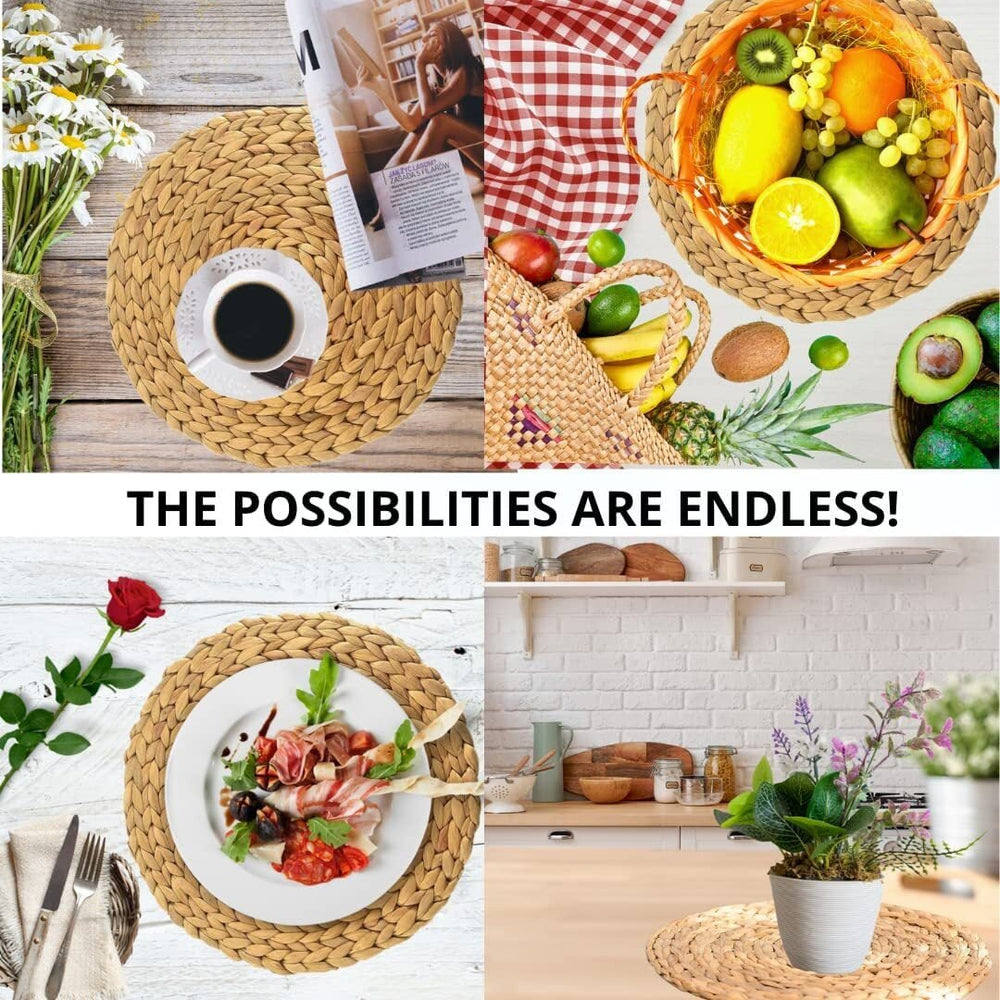 4 - Pack 7" Rattan Woven Placemats - From Where - 