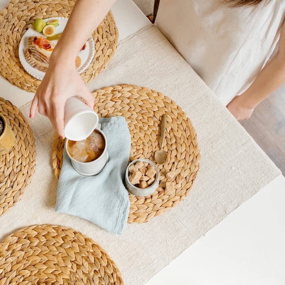 4 - Pack 7" Rattan Woven Placemats - From Where - 