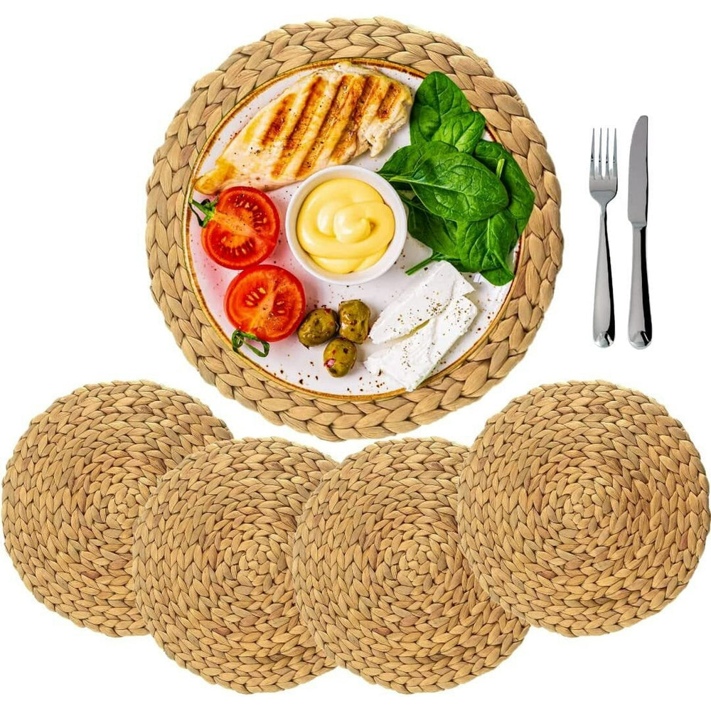 4 - Pack 7" Rattan Woven Placemats - From Where - 