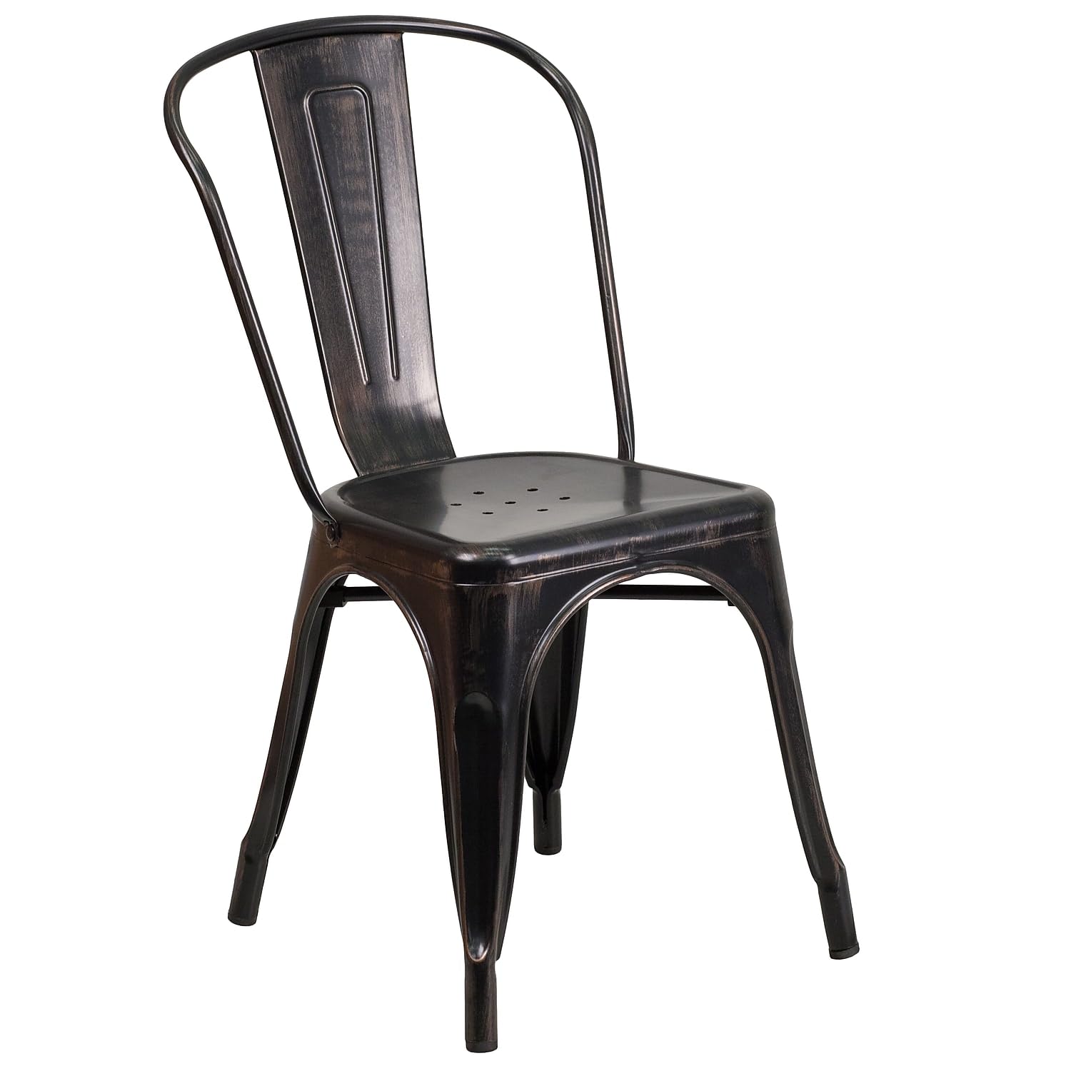 4 Pack Black - Antique Gold Metal Chair - From Where - 
