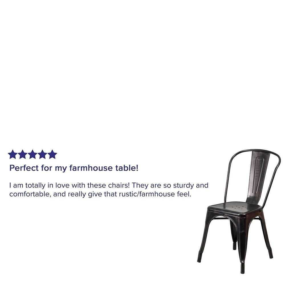 4 Pack Black - Antique Gold Metal Chair - From Where - 