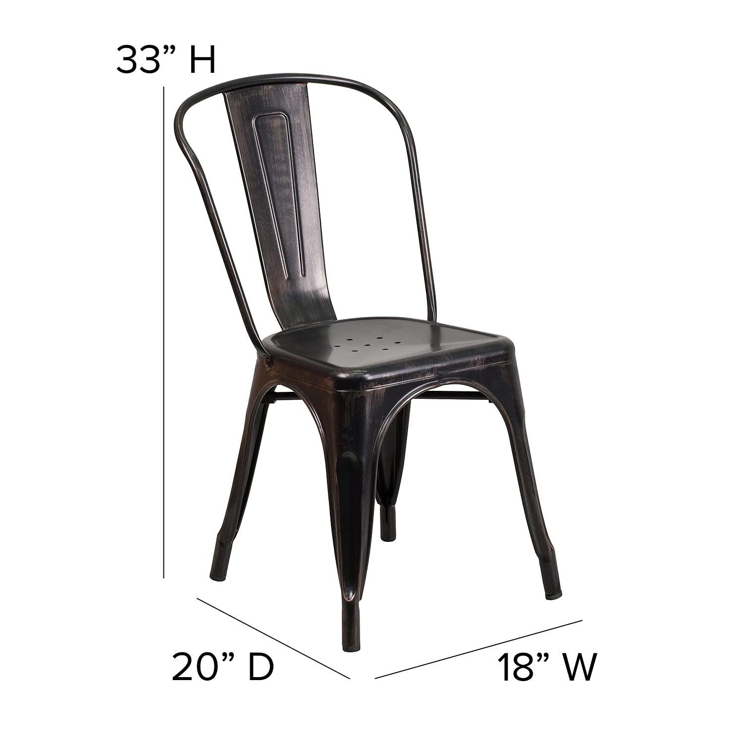 4 Pack Black - Antique Gold Metal Chair - From Where - 
