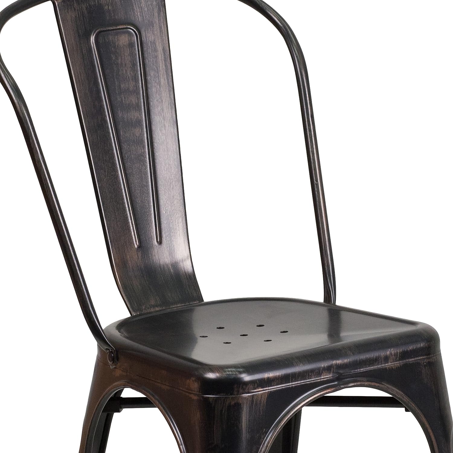 4 Pack Black - Antique Gold Metal Chair - From Where - 