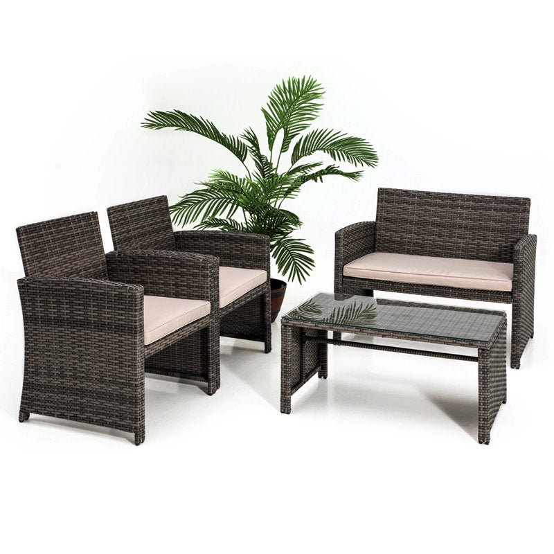 4 Pcs Patio Outdoor Rattan Furniture Set - From Where - 