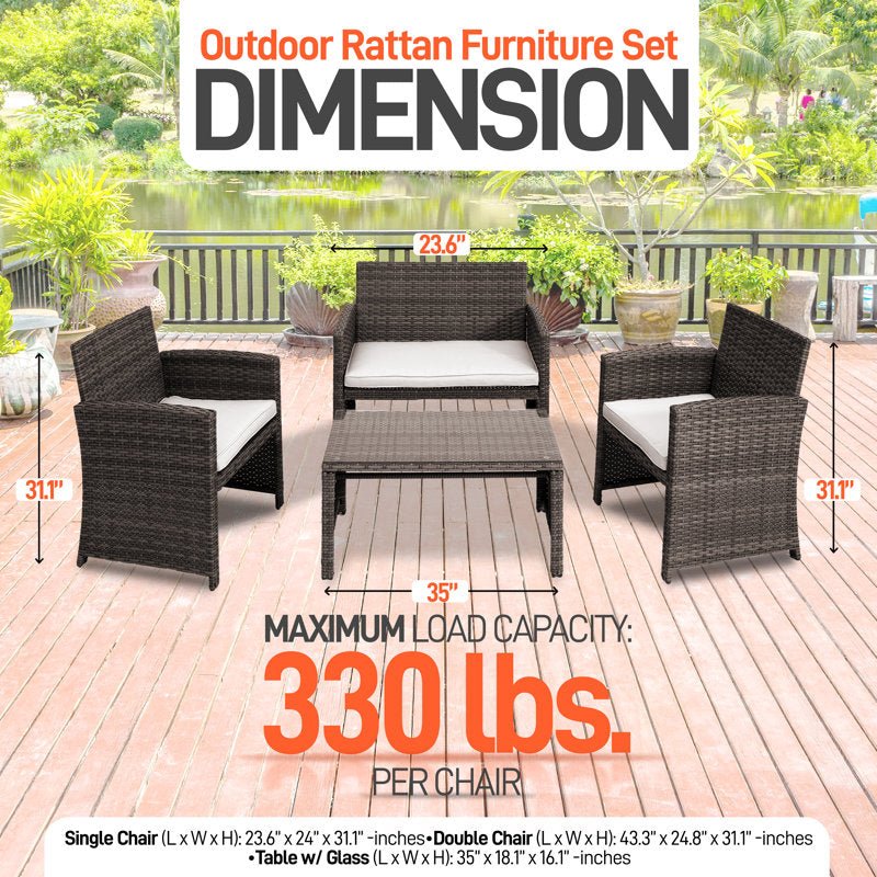 4 Pcs Patio Outdoor Rattan Furniture Set - From Where - 