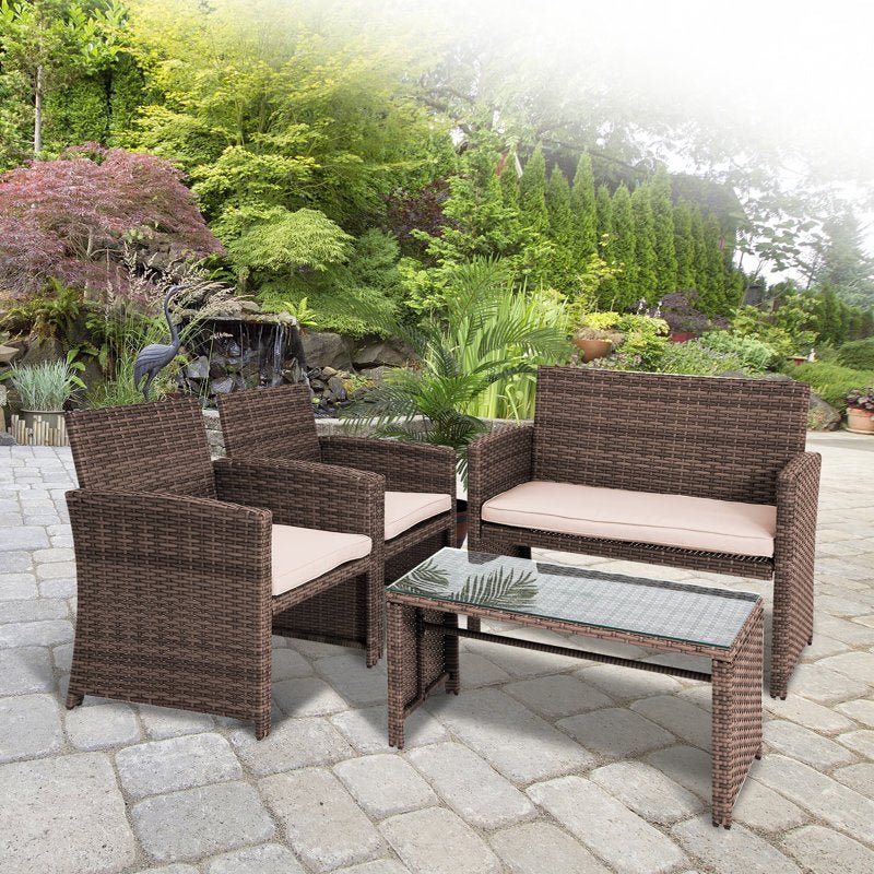 4 Pcs Patio Outdoor Rattan Furniture Set - From Where - 