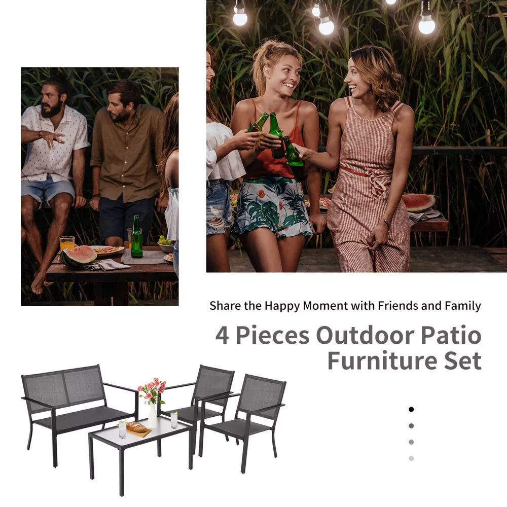 4 Pcs Steel Frame Patio Furniture Set - From Where - 