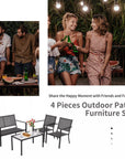 4 Pcs Steel Frame Patio Furniture Set - From Where - 