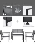 4 Pcs Steel Frame Patio Furniture Set - From Where - 
