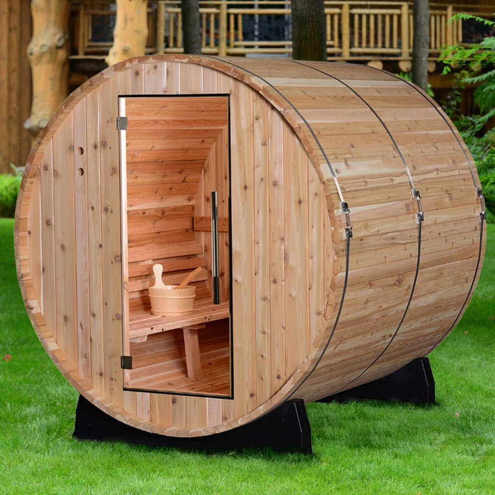 4 - Person Barrel Sauna in Rustic Cedar - From Where - 