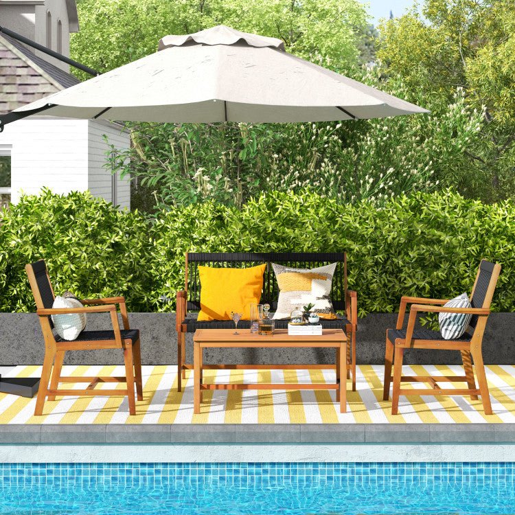 4 - Piece Acacia Patio Conversation Set - From Where - 
