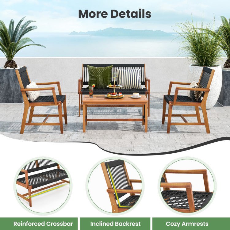 4 - Piece Acacia Patio Conversation Set - From Where - 