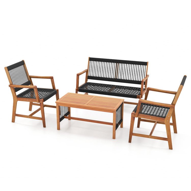 4 - Piece Acacia Patio Conversation Set - From Where - 