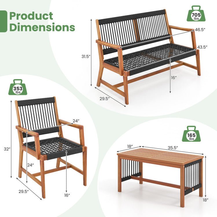4 - Piece Acacia Patio Conversation Set - From Where - 