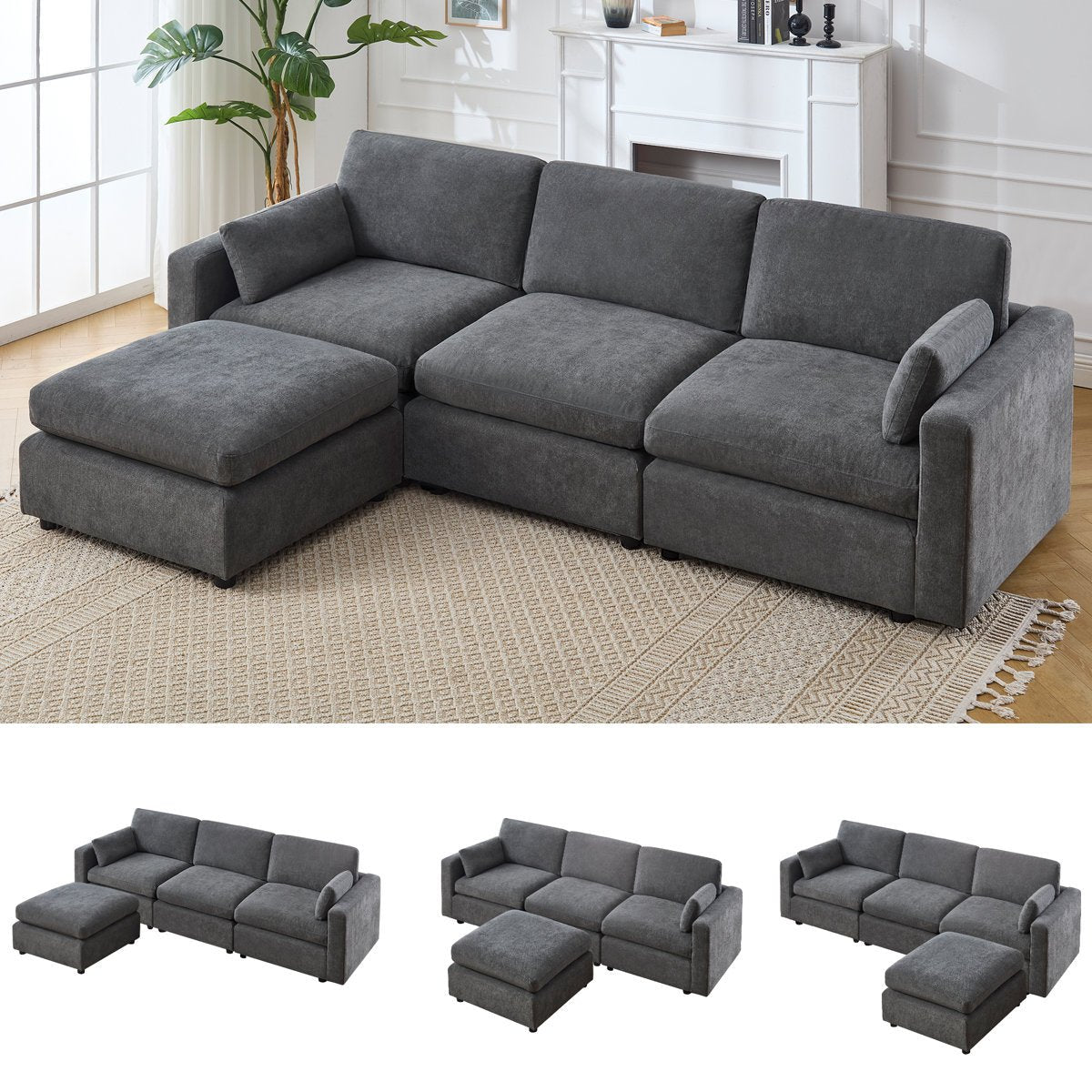 4 - Piece Modular Sectional With Ottoman - From Where - 