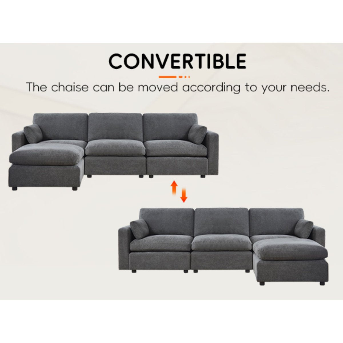 4 - Piece Modular Sectional With Ottoman - From Where - 