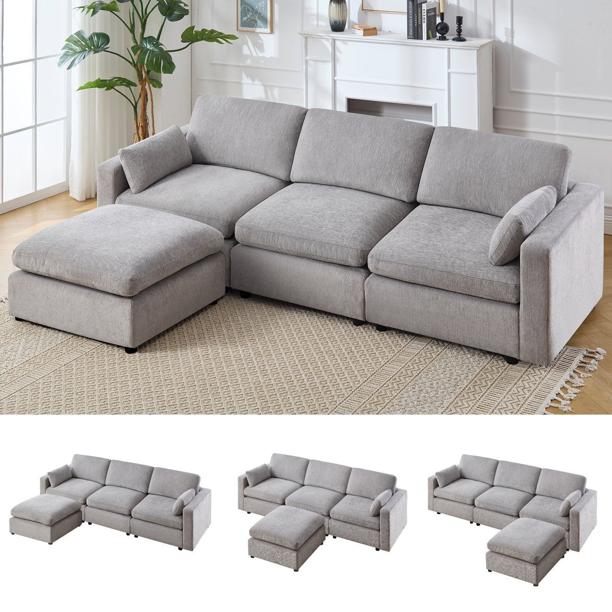 4 - Piece Modular Sectional With Ottoman - From Where - 