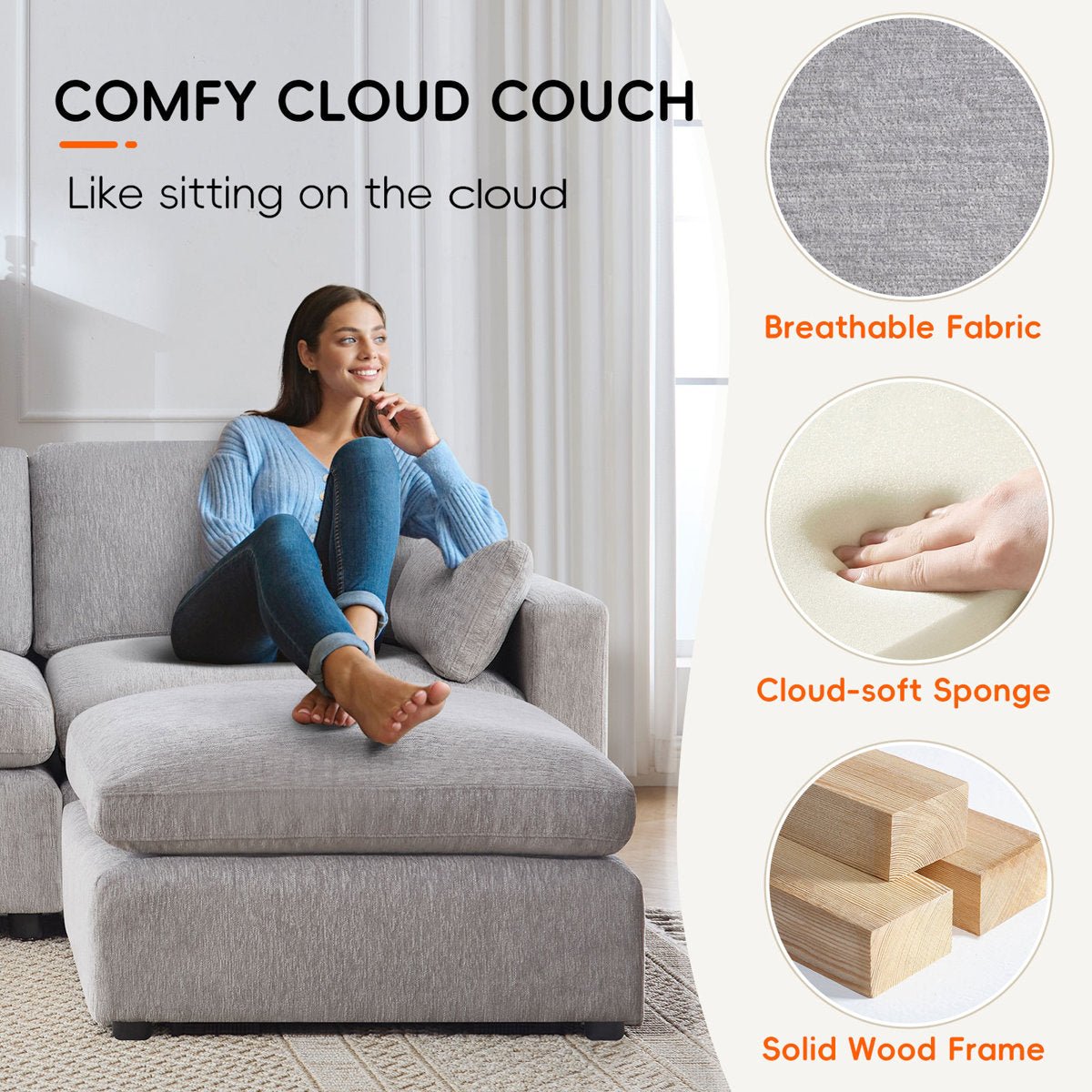 4 - Piece Modular Sectional With Ottoman - From Where - 