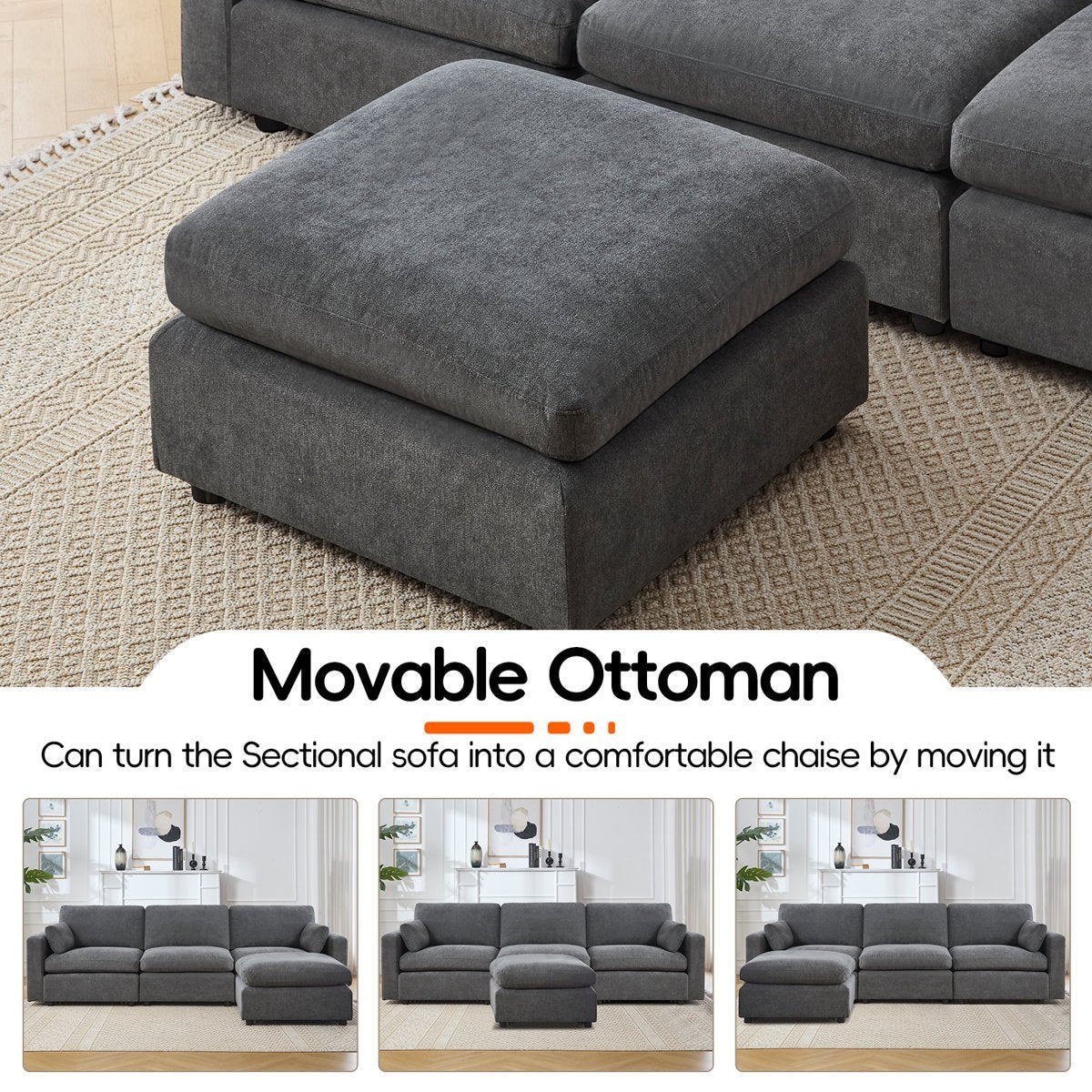 4 - Piece Modular Sectional With Ottoman - From Where - 