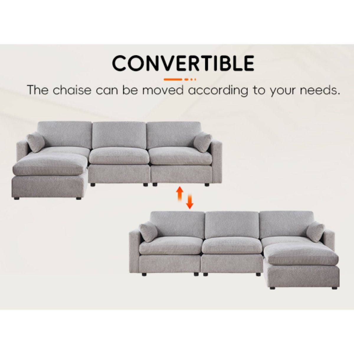 4 - Piece Modular Sectional With Ottoman - From Where - 