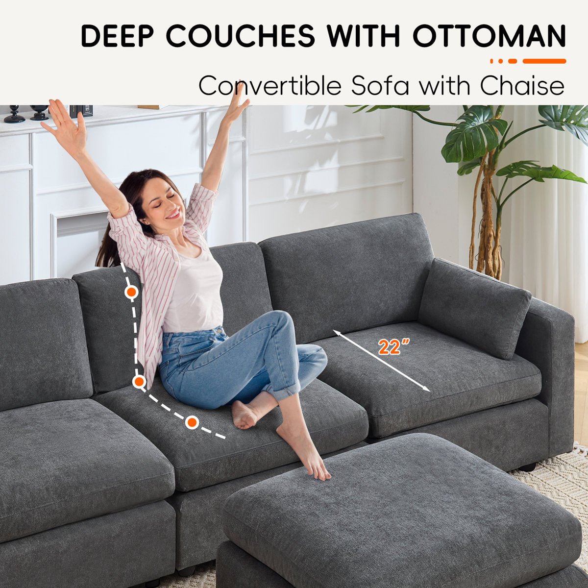 4 - Piece Modular Sectional With Ottoman - From Where - 