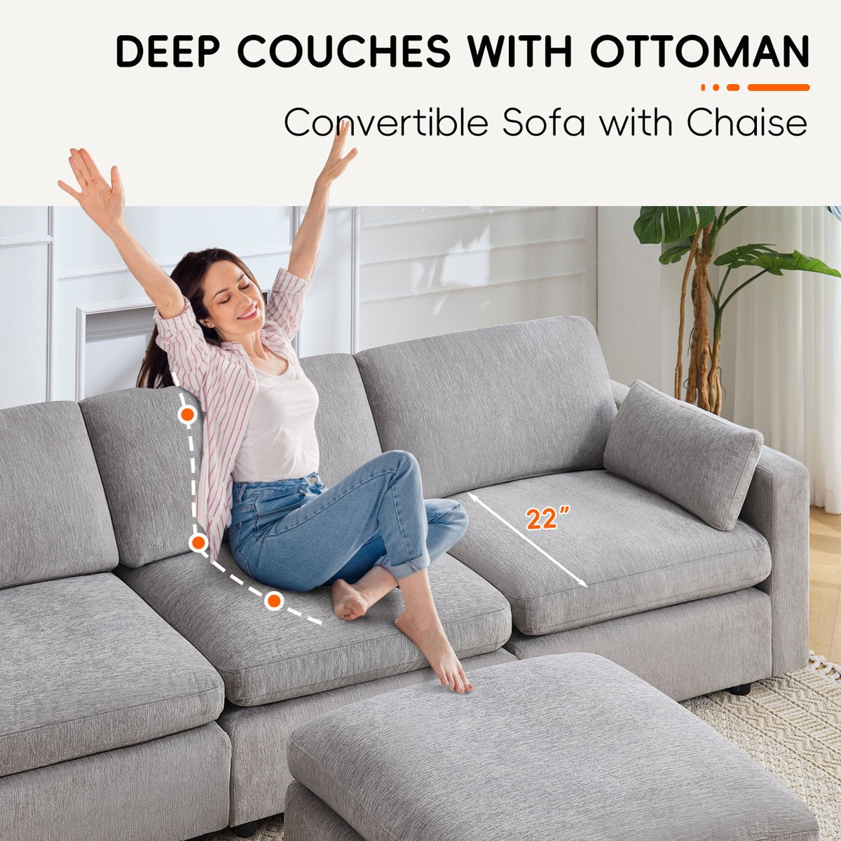 4 - Piece Modular Sectional With Ottoman - From Where - 