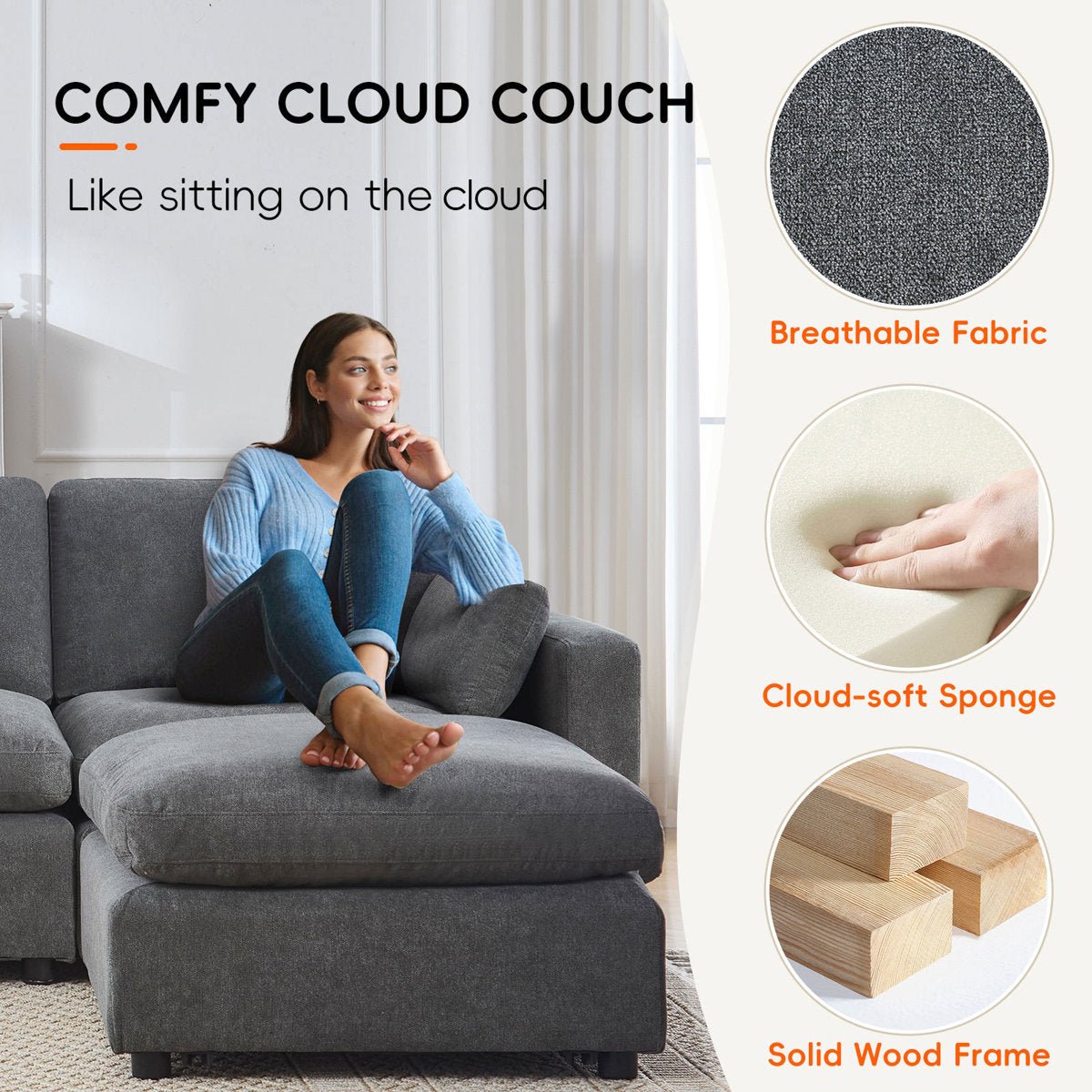 4 - Piece Modular Sectional With Ottoman - From Where - 