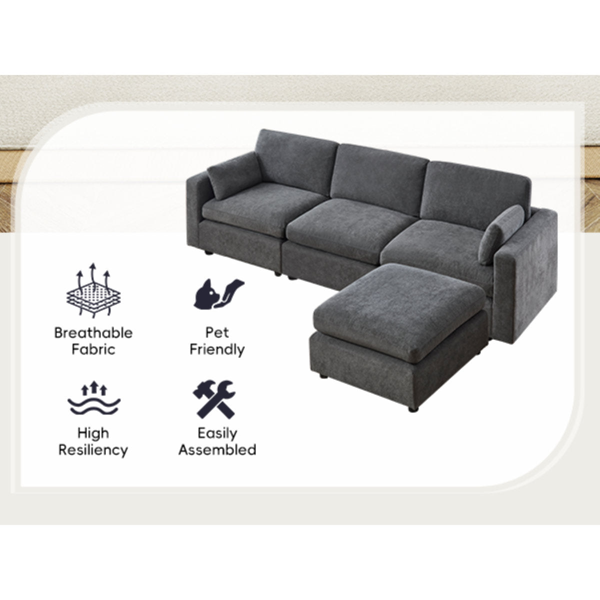 4 - Piece Modular Sectional With Ottoman - From Where - 