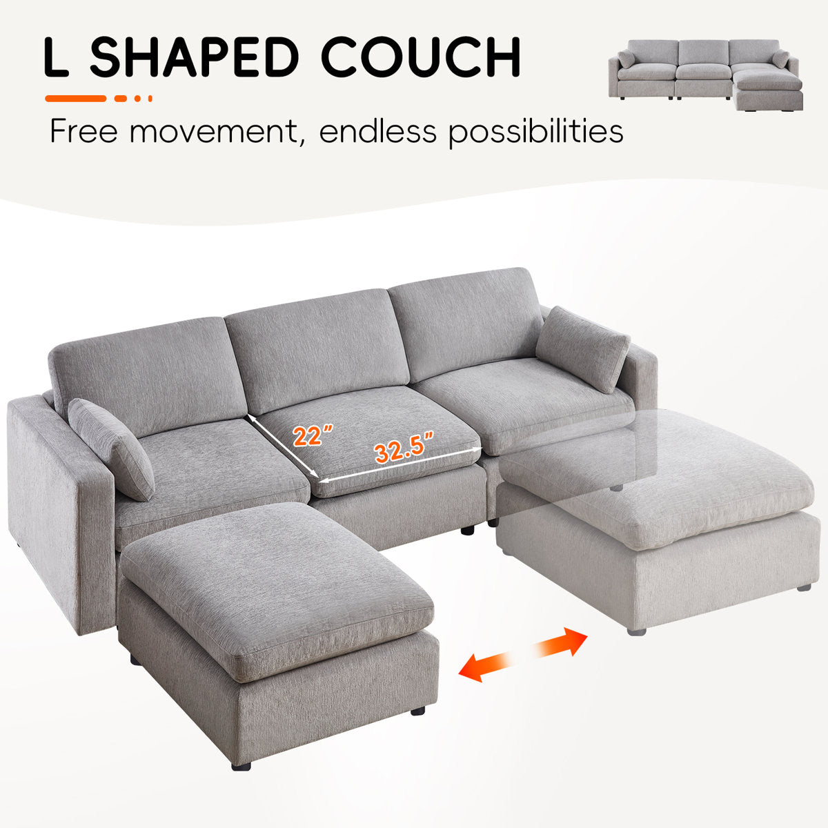 4 - Piece Modular Sectional With Ottoman - From Where - 