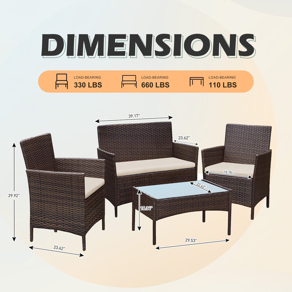 4 - Piece Outdoor Conversation Set - From Where -