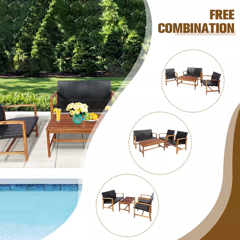 4 - Piece Outdoor Rattan Furniture Set - From Where - 