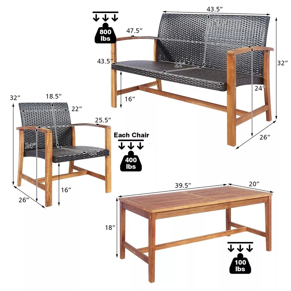 4 - Piece Outdoor Rattan Furniture Set - From Where - 