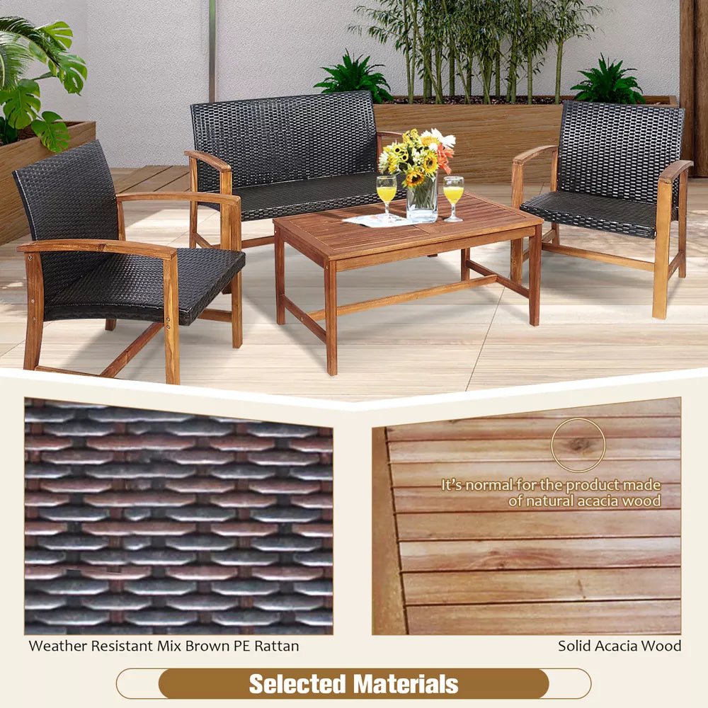 4 - Piece Outdoor Rattan Furniture Set - From Where - 