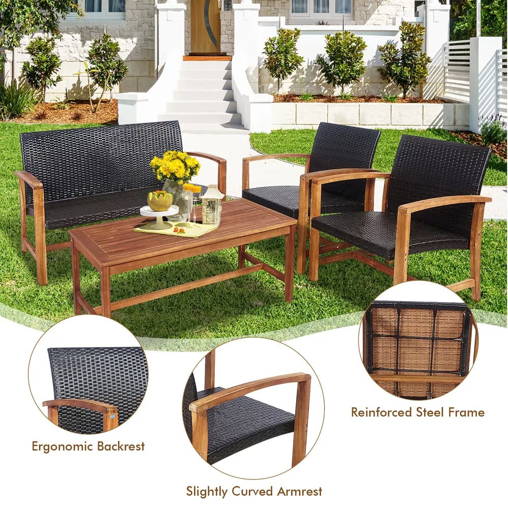 4 - Piece Outdoor Rattan Furniture Set - From Where - 