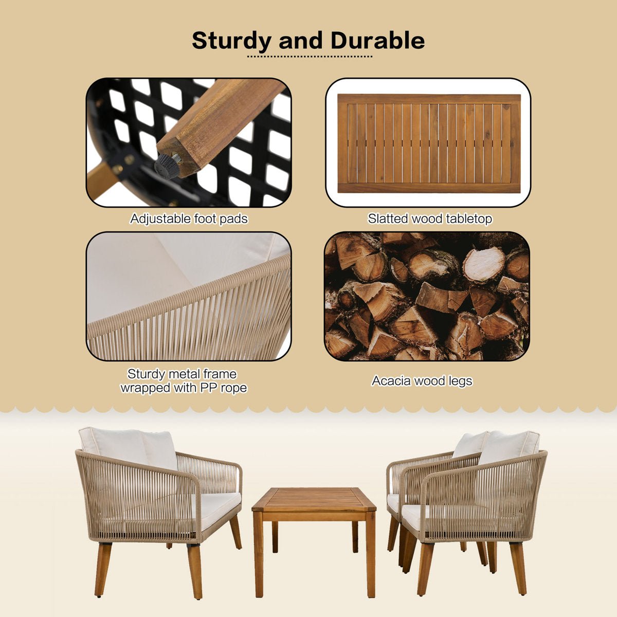 4 - Piece Patio Conversation Set - From Where - 