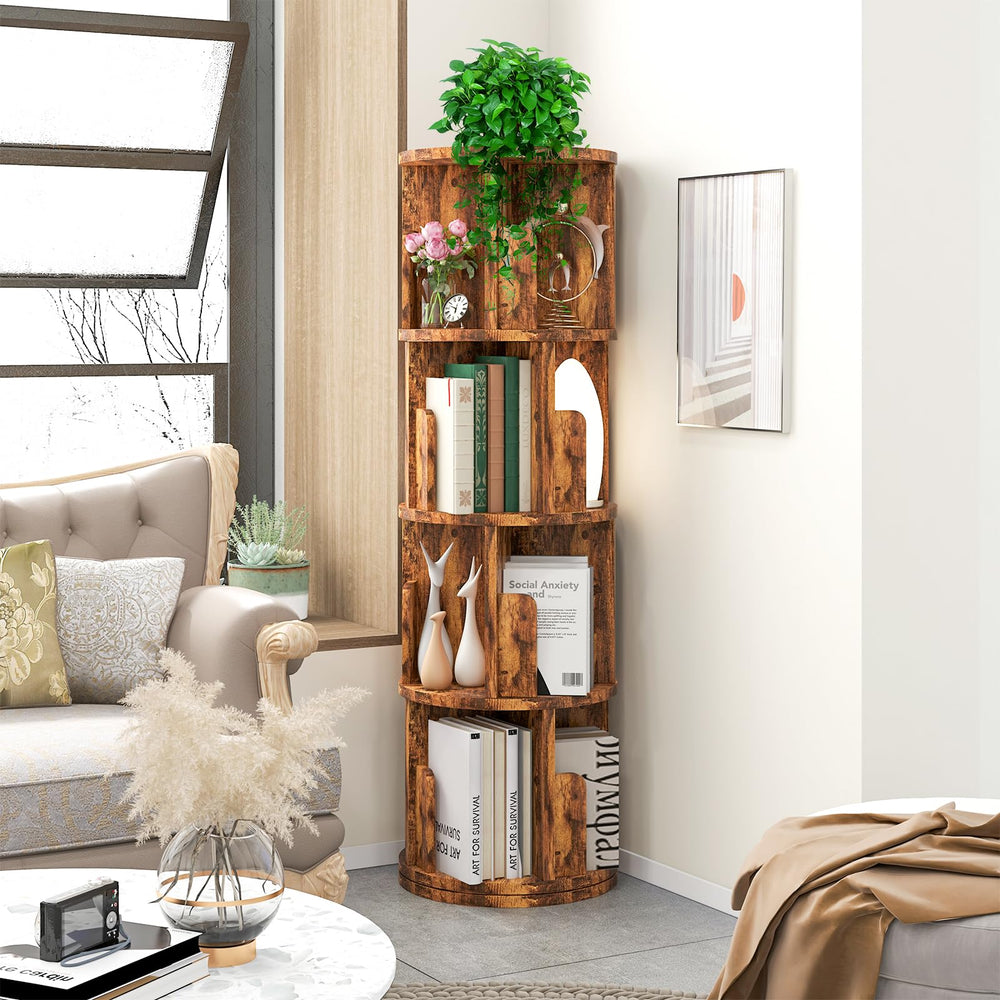 4 - Tier Wood Rotating Bookshelf - From Where - 