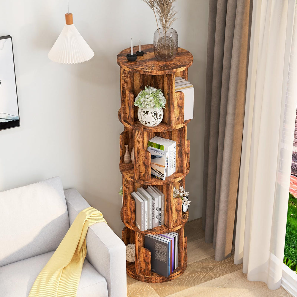 4 - Tier Wood Rotating Bookshelf - From Where - 