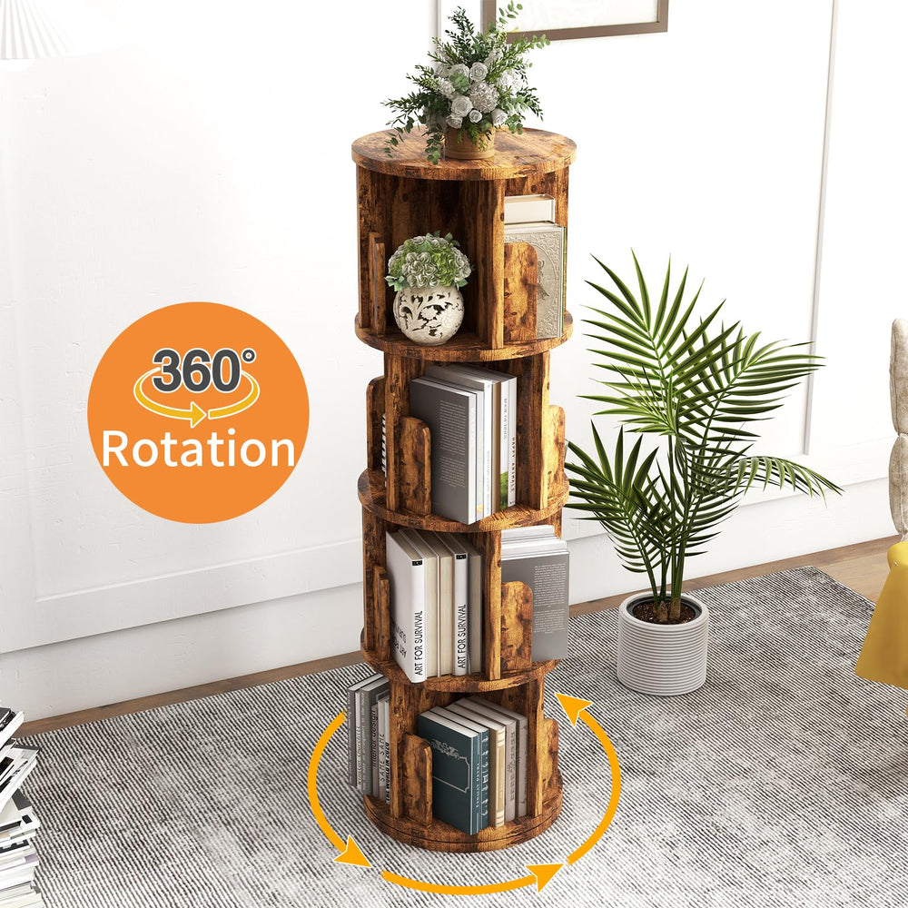 4 - Tier Wood Rotating Bookshelf - From Where - 