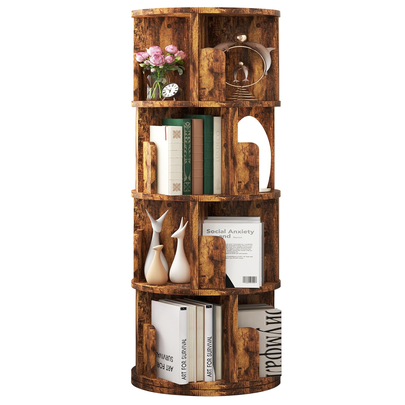 4 - Tier Wood Rotating Bookshelf - From Where - 