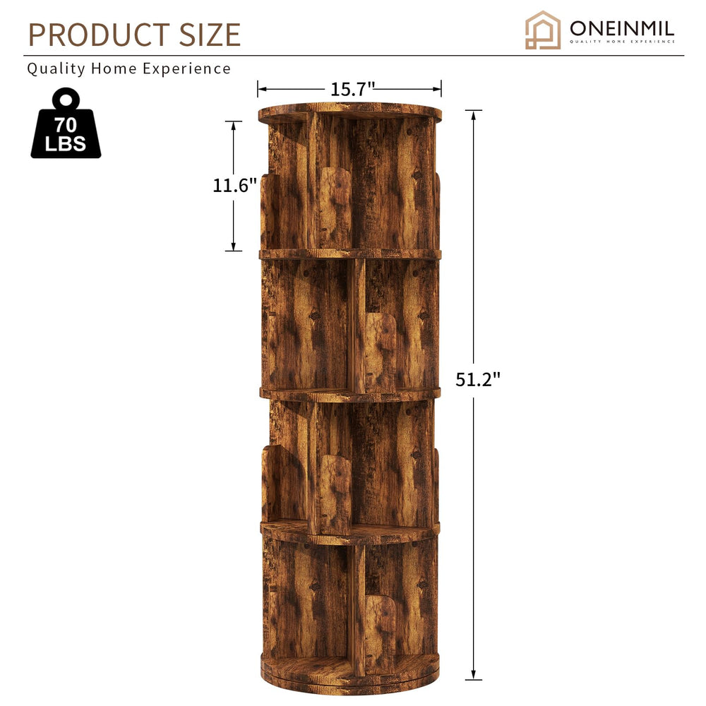 4 - Tier Wood Rotating Bookshelf - From Where - 