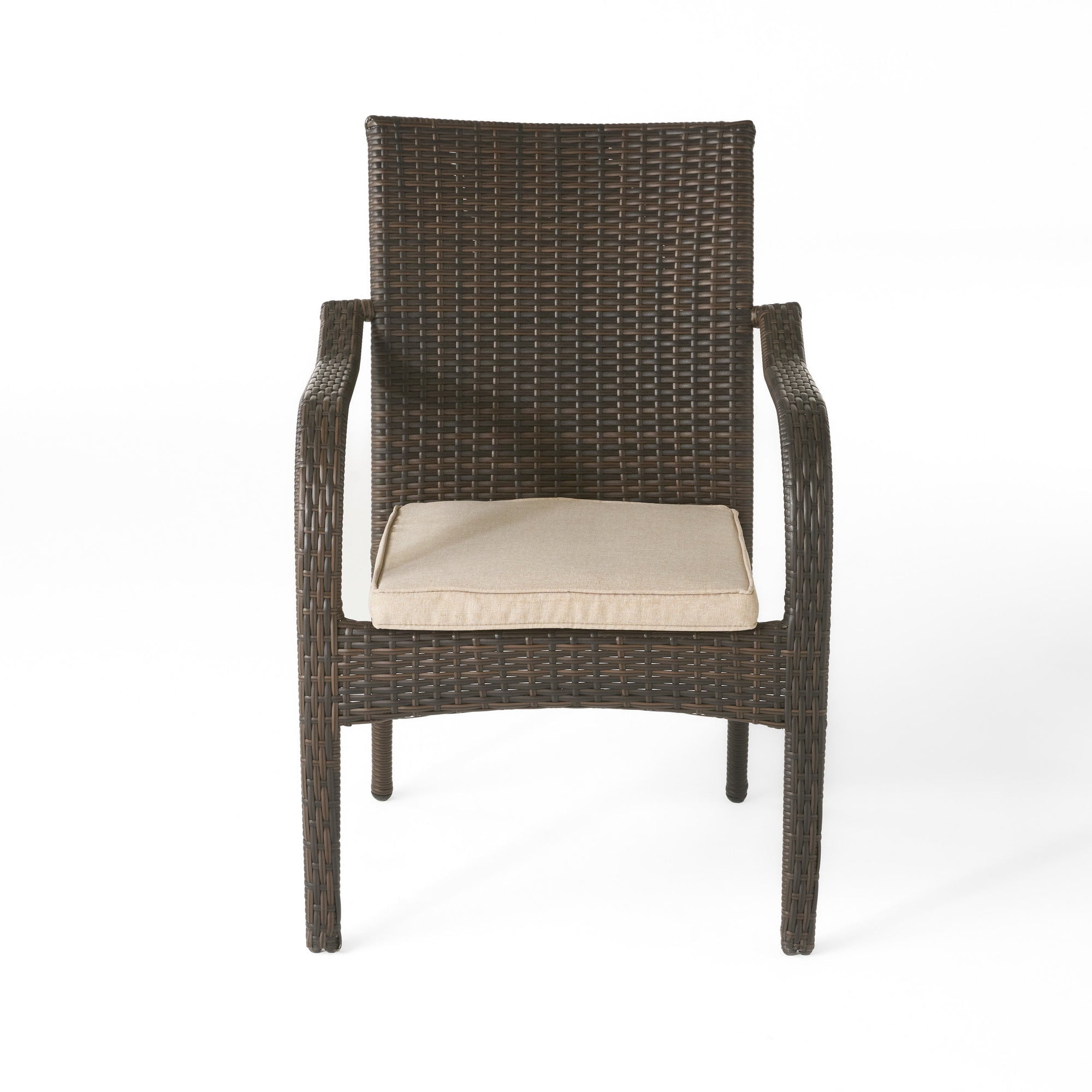 Cinque Terre Wicker Stacking Chairs, Set of 4, Multibrown/ Textured Beige