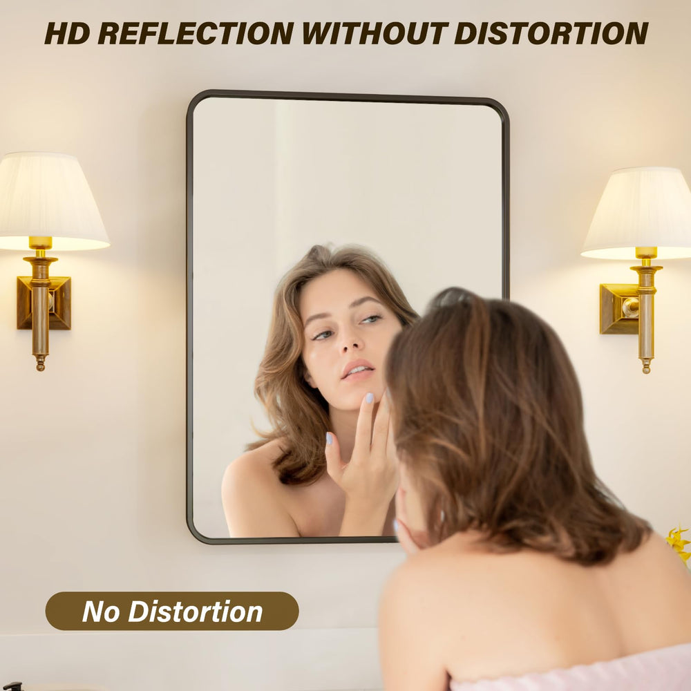 40x28&quot; Black Metal Framed Bathroom Mirror - From Where - 