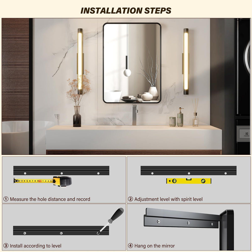 40x28&quot; Black Metal Framed Bathroom Mirror - From Where - 