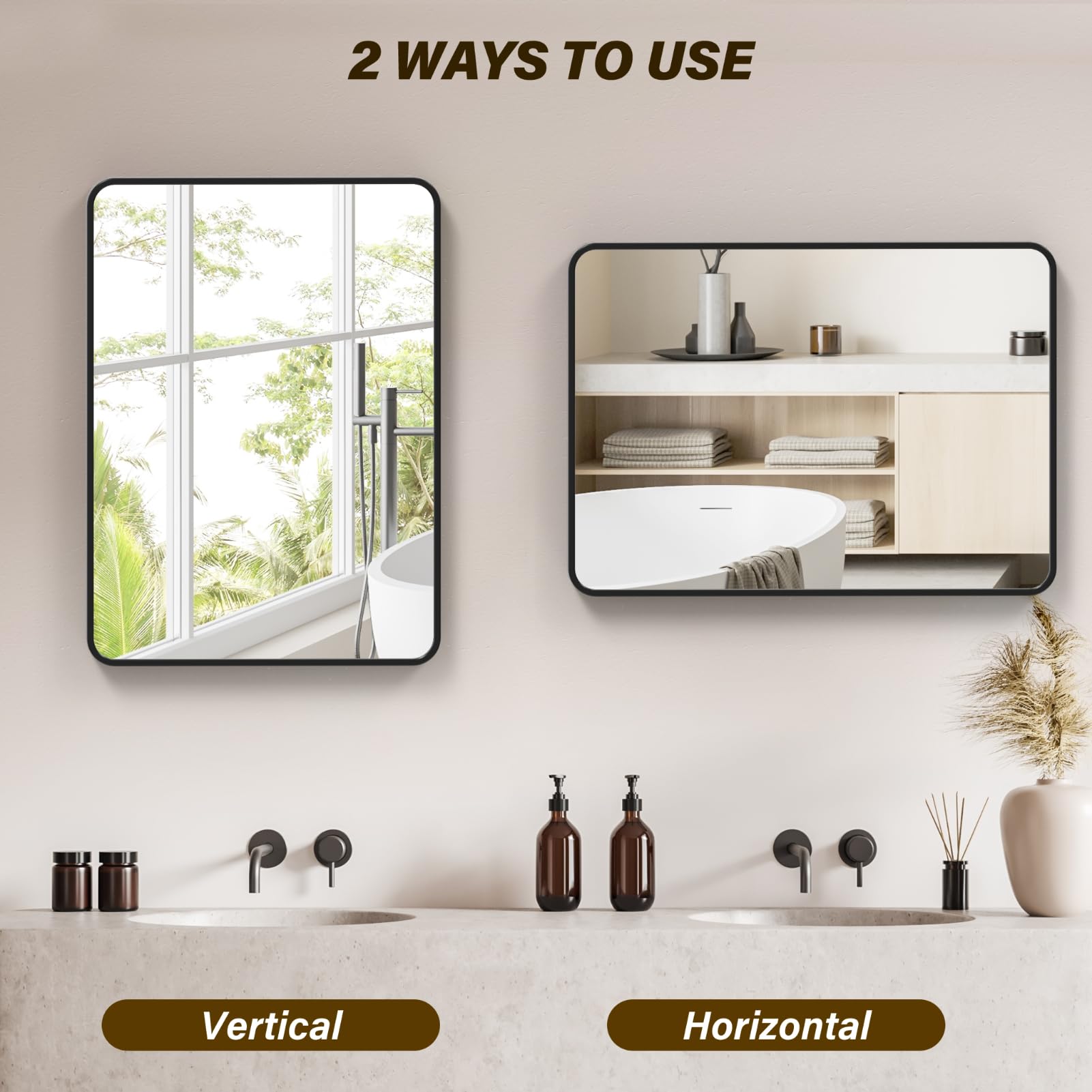 40x28" Black Metal Framed Bathroom Mirror - From Where - 